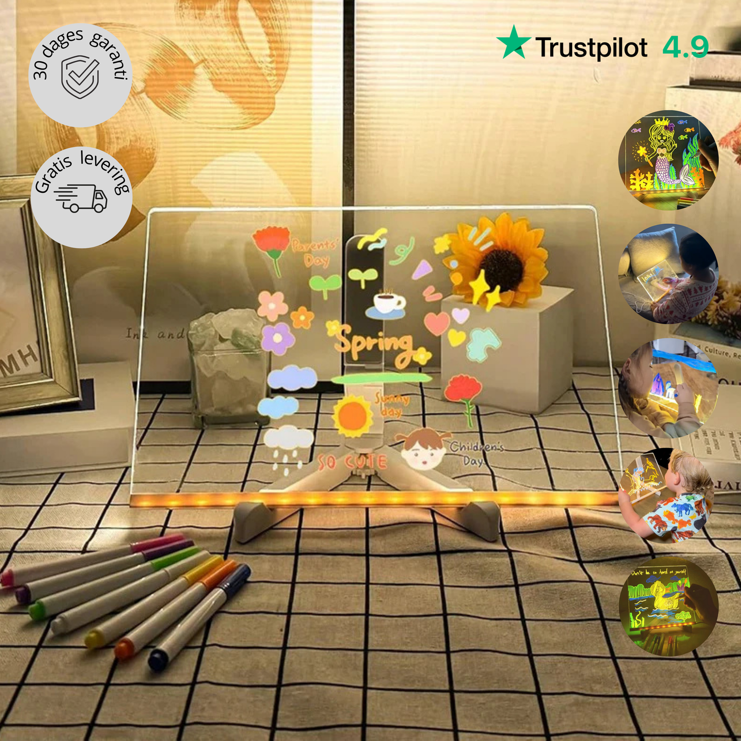 Smiltavle™ – LED-lystegneplade til børn