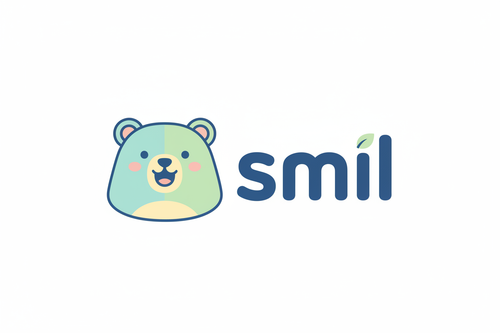 gene moi un logo sans fond un nours simple a cote le nom de la marque qui sapelle smil